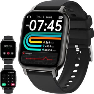 IDEALROYAL Smartwatch (1,85 Zoll, iOS und Android), mit Telefonfunktion Touchscreen Fitnessuhr IP68 Wasserschutz Uhren
