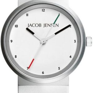 Jacob Jensen Quarzuhr Damenuhr Design Edelstahl Kautschukband NEW LINE ⌀29mm, optische Täuschung vom durchlaufenden Armband