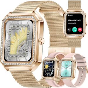 MYSHUN Smartwatch (1,59 Zoll, Android iOS), Damen mit Telefonfunktion Fitnessuhr 123 Sportmodi IP68 Wasserdicht