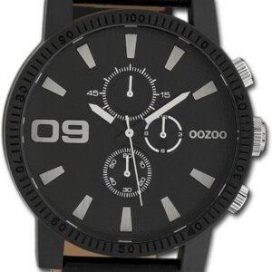 OOZOO Quarzuhr Oozoo Herren Armbanduhr Timepieces, Herrenuhr Textilarmband schwarz, rundes Gehäuse, extra groß (ca. 50mm)
