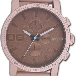 OOZOO Quarzuhr Oozoo Unisex Armbanduhr Timepieces, Damen, Herrenuhr Lederarmband taupe, braun, rundes Gehäuse, groß 48mm