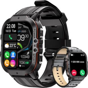SIEMORL SML15-FM IP68 Wasserdichte Herrenuhr Smartwatch (1,96 Zoll, Android / iOS), Mit 30 Tagen extralanger Akkulaufzeit Bluetooth-Anrufen, Schlafmonitor