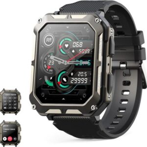 autolock Robuste Smartwatch,Fitness Armbanduhr,Militär mit Telefonfunktion Smartwatch, 1,83 Zoll,IP68 wasserdicht,mit Schlafmonitor/blutdruckmessung
