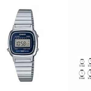 CASIO Quarzuhr Casio Armbanduhr Damenuhr LADY STEEL Blue Ø 25mm Digital LCD Retro Met