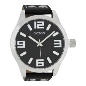 OOZOO Quarzuhr Basic XXL Herrenuhr C1004 Schwarz Lederband 50 mm