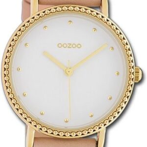 OOZOO Quarzuhr Oozoo Damen Armbanduhr Timepieces, Damenuhr Lederarmband rosa, rundes Gehäuse, mittel (ca. 34mm)