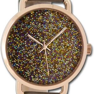 OOZOO Quarzuhr Oozoo Damen Armbanduhr Timepieces, Damenuhr Lederarmband taupe, rundes Gehäuse, mittel (ca. 38mm)