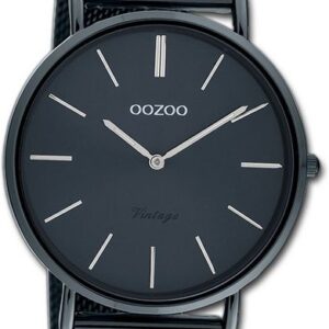 OOZOO Quarzuhr Oozoo Damen Armbanduhr Timepieces, Damenuhr Metallarmband dunkelblau, rundes Gehäuse, groß (ca. 40mm)