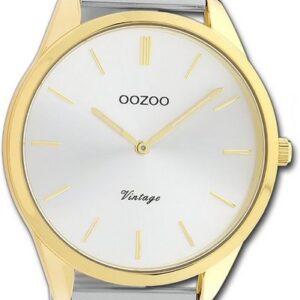 OOZOO Quarzuhr Oozoo Damen Armbanduhr Timepieces, Damenuhr Metallarmband silber, gold, rundes Gehäuse, mittel (ca. 38mm)
