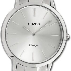OOZOO Quarzuhr Oozoo Damen Armbanduhr Timepieces, Damenuhr Metallarmband silber, rundes Gehäuse, groß (ca. 42mm)
