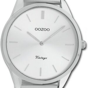 OOZOO Quarzuhr Oozoo Damen Armbanduhr Timepieces, Damenuhr Metallarmband silber, rundes Gehäuse, mittel (ca. 38mm)