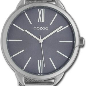 OOZOO Quarzuhr Oozoo Unisex Armbanduhr Timepieces, Damen, Herrenuhr Metallarmband silber, rundes Gehäuse, groß (ca. 44mm)