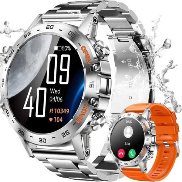PODOEIL Smartwatch (1,39 Zoll, Android, iOS), Mit Herzfrequenz, Blutdruck, Schlafüberwachung 100+ Sportmodi Sportuhr