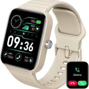 Quican Smartwatch (1,8 Zoll, Android, iOS), mit Alexa Telefonfunktion,IP68 Wasserdicht Fitnessuhr, schrittzähler