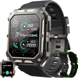 SGDDFIT Smartwatch (1,81 Zoll, Android iOS), Sportuhr mit 123 Sportmodi Blutdruckmessung Herzfrequenz Schrittzähler