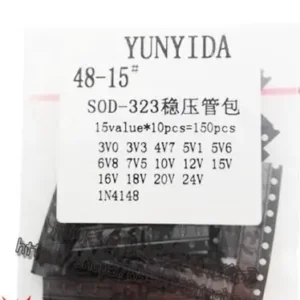 1bag/lot SMD Voltage regulator diode package SOD-323 contains: 3V 3.3V 6.8V 16V 24V 1N4148 connector
