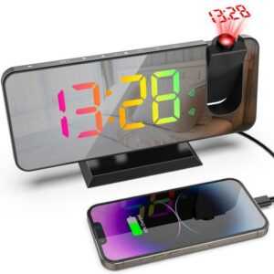BlingBin Wecker Projektor Digitalwecker LED Tischuhr Dual Alarm Snooze USB Wecker Snooze