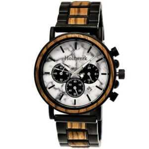 Holzwerk Chronograph BEILSTEIN Herren Edelstahl & Holz Armband Uhr in schwarz, weiß