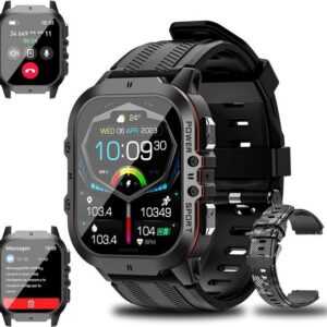 LEMFO Smartwatch (1,96 Zoll, Android iOS), Herren, Anrufe, 4,96 cm (1,96 Zoll), AMOLED-Display, SPO2 1 ATM
