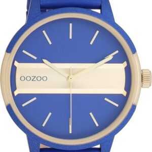 OOZOO Quarzuhr Damenuhr C11154 Armbanduhr Lederband Blau 42 mm