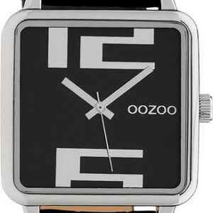 OOZOO Quarzuhr Oozoo Damen Armbanduhr Timepieces Analog, Damenuhr quadrat, extra groß (30x30mm), Lederarmband schwarz, Fashion