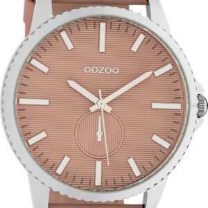 OOZOO Quarzuhr Oozoo Damen Armbanduhr Timepieces Analog, Damenuhr rund, extra groß (ca. 48mm) Lederarmband rosa