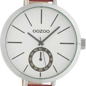 OOZOO Quarzuhr Oozoo Damen Armbanduhr Timepieces Analog, Damenuhr rund, extra groß (ca. 48mm), Lederarmband rose, Fashion