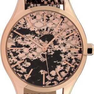 OOZOO Quarzuhr Oozoo Damen Armbanduhr Timepieces Analog, Damenuhr rund, groß (42mm), Lederarmband schwarz, hellbraun, Fashion