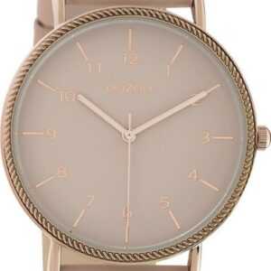 OOZOO Quarzuhr Oozoo Damen Armbanduhr Timepieces Analog, Damenuhr rund, groß (ca. 40mm), Lederarmband beige, rosa, Fashion