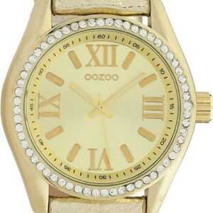 OOZOO Quarzuhr Oozoo Damen Armbanduhr Timepieces Analog, Damenuhr rund, groß (ca. 40mm) Lederarmband gold
