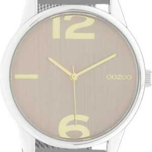 OOZOO Quarzuhr Oozoo Damen Armbanduhr Timepieces Analog, Damenuhr rund, groß (ca. 40mm) Metallarmband silber