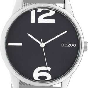 OOZOO Quarzuhr Oozoo Damen Armbanduhr Timepieces Analog, Damenuhr rund, groß (ca. 40mm) Metallarmband silber
