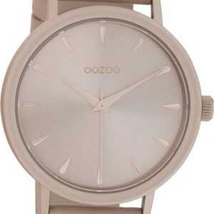 OOZOO Quarzuhr Oozoo Damen Armbanduhr Timepieces Analog, Damenuhr rund, groß (ca. 42mm), Lederarmband beige, rosa, Fashion
