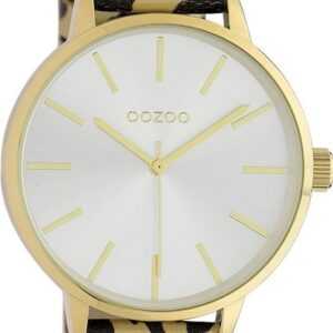 OOZOO Quarzuhr Oozoo Damen Armbanduhr Timepieces Analog, Damenuhr rund, groß (ca. 42mm), Lederarmband beige, schwarz, Fashion