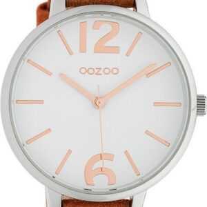 OOZOO Quarzuhr Oozoo Damen Armbanduhr Timepieces Analog, Damenuhr rund, groß (ca. 42mm), Lederarmband braun, Fashion