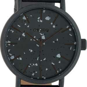 OOZOO Quarzuhr Oozoo Damen Armbanduhr Timepieces Analog, Damenuhr rund, groß (ca. 42mm), Lederarmband dunkelgrau, Fashion
