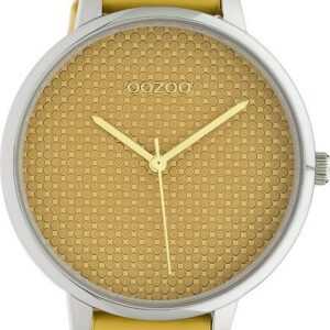 OOZOO Quarzuhr Oozoo Damen Armbanduhr Timepieces Analog, Damenuhr rund, groß (ca. 42mm), Lederarmband gelb, Fashion