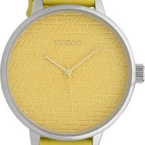 OOZOO Quarzuhr Oozoo Damen Armbanduhr Timepieces Analog, Damenuhr rund, groß (ca. 42mm), Lederarmband gelb, Fashion