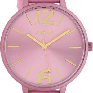 OOZOO Quarzuhr Oozoo Damen Armbanduhr Timepieces Analog, Damenuhr rund, groß (ca. 42mm), Lederarmband rosa, Fashion