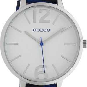 OOZOO Quarzuhr Oozoo Damen Armbanduhr Timepieces Analog, Damenuhr rund, groß (ca. 43mm) Lederarmband, Fashion-Style