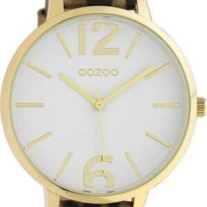 OOZOO Quarzuhr Oozoo Damen Armbanduhr Timepieces Analog, Damenuhr rund, groß (ca. 43mm), Lederarmband braun, schwarz, Fashion