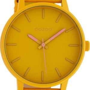 OOZOO Quarzuhr Oozoo Damen Armbanduhr Timepieces Analog, Damenuhr rund, groß (ca. 45mm), Lederarmband gelb, Fashion