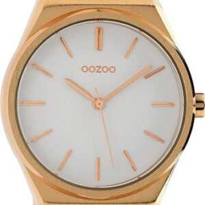 OOZOO Quarzuhr Oozoo Damen Armbanduhr Timepieces Analog, Damenuhr rund, mittel (ca. 34mm) Metallarmband rosegold