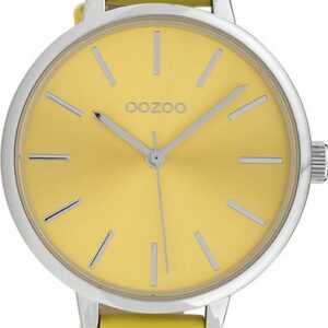 OOZOO Quarzuhr Oozoo Damen Armbanduhr Timepieces Analog, Damenuhr rund, mittel (ca. 36mm), Lederarmband gelb, Fashion