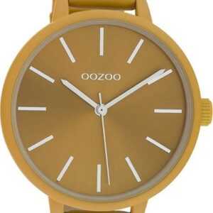 OOZOO Quarzuhr Oozoo Damen Armbanduhr Timepieces Analog, Damenuhr rund, mittel (ca. 36mm), Lederarmband senfgelb, Fashion