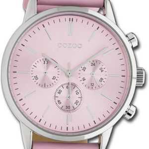 OOZOO Quarzuhr Oozoo Damen Armbanduhr Timepieces, Damenuhr Lederarmband rose, rundes Gehäuse, groß (ca. 40mm)