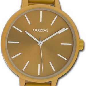 OOZOO Quarzuhr Oozoo Damen Armbanduhr Timepieces, Damenuhr Lederarmband senfgelb, rundes Gehäuse, mittel (ca. 36mm)