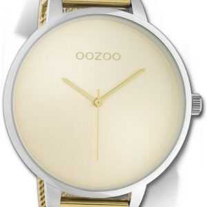 OOZOO Quarzuhr Oozoo Damen Armbanduhr Timepieces, Damenuhr Metallarmband gold, rundes Gehäuse, extra groß (ca. 48mm)