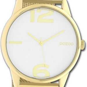 OOZOO Quarzuhr Oozoo Damen Armbanduhr Timepieces, Damenuhr Metallarmband gold, rundes Gehäuse, groß (ca. 40mm)