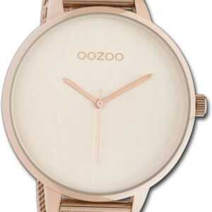 OOZOO Quarzuhr Oozoo Damen Armbanduhr Timepieces, Damenuhr Metallarmband rosegold, rundes Gehäuse, extra groß (ca. 48mm)